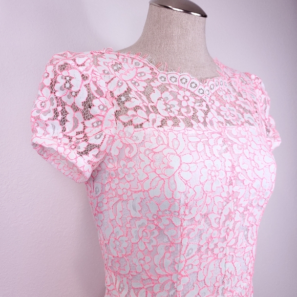 Juicy Couture Neon Pink Corded Lace Dress - Picture 6 of 8